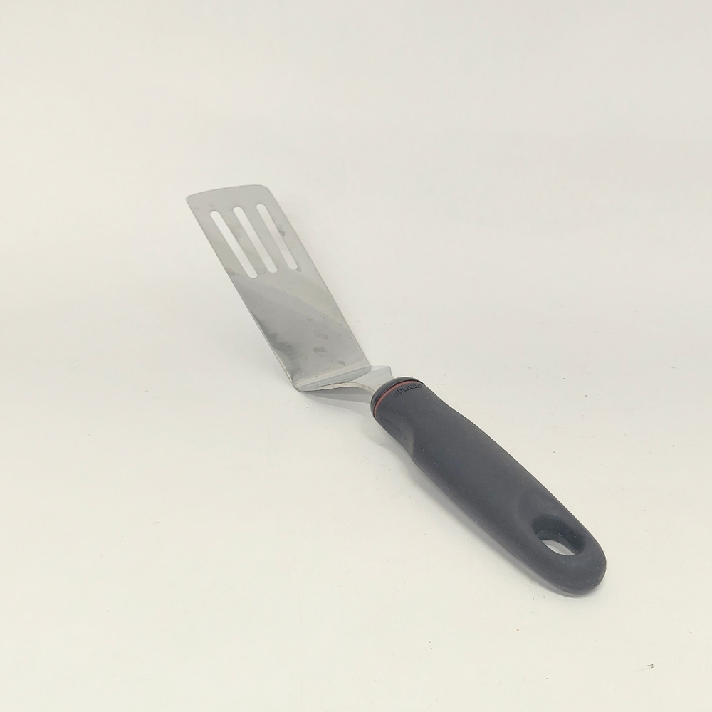 NORPRO | Stainless Steel Long Slotted Spatula Turner Black Rubber Handle 12"